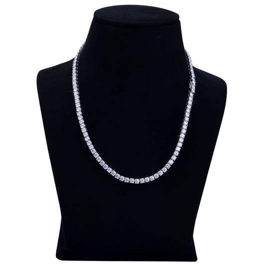 White Gold Round-Cut Diamond Tennis Chain-DX-CN-0100S