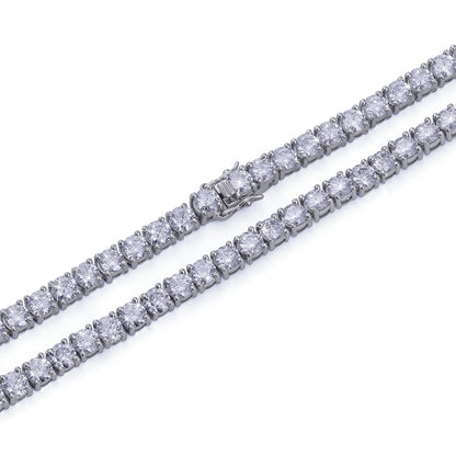 White Gold Round-Cut Diamond Tennis Chain-DX-CN-0100S