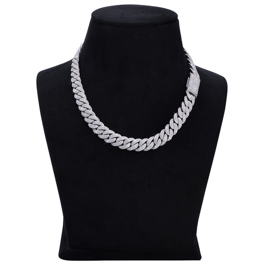 White Gold Iced Cuban Link Chain – Premium Diamond-Cut Style-DX-CN-0106