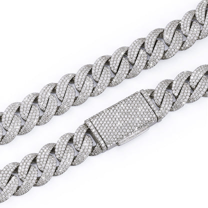 White Gold Iced Cuban Link Chain – Premium Diamond-Cut Style-DX-CN-0106
