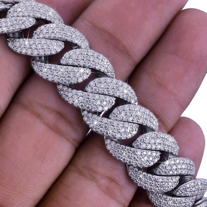 White Gold Iced Cuban Link Chain – Premium Diamond-Cut Style-DX-CN-0106