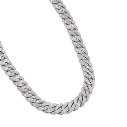 White Gold Iced Cuban Link Chain – Premium Diamond-Cut Style-DX-CN-0106