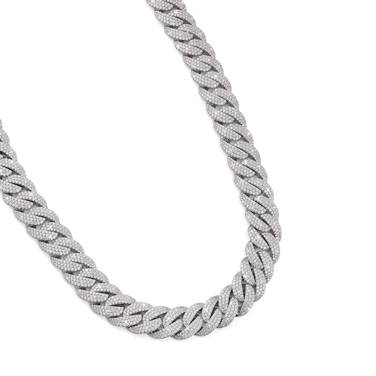 White Gold Iced Cuban Link Chain – Premium Diamond-Cut Style-DX-CN-0106
