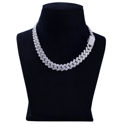 Moissanite Diamond Cuban Chain – White Gold Baguette Link Design-DX-CN-0110