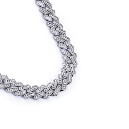 Moissanite Diamond Cuban Chain – White Gold Baguette Link Design-DX-CN-0110