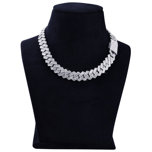 Prong Set Diamond Chain – White Gold Heavy Shine Chain-DX-CN-0112