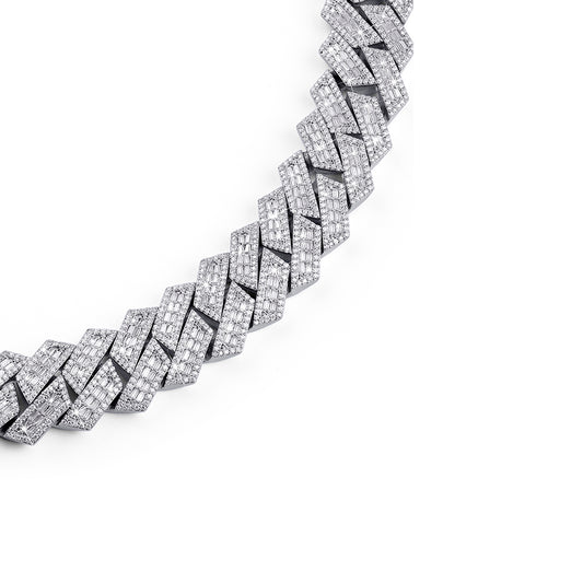 Prong Set Diamond Chain – White Gold Heavy Shine Chain-DX-CN-0112