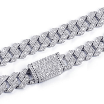 White Gold Iced Cuban Chain – Bold & Clean Finish-DX-CN-0113S