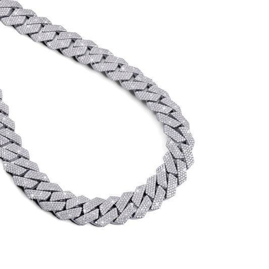 White Gold Iced Cuban Chain – Bold & Clean Finish-DX-CN-0113S