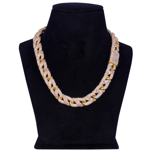 Two-Tone Diamond-Cut Baguette Cuban Chain
