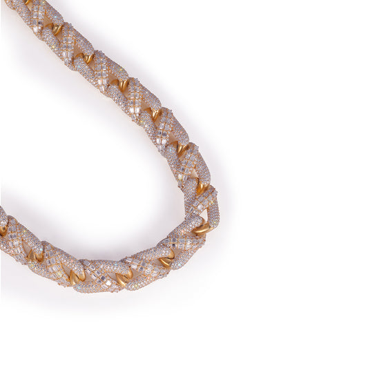 Two-Tone Diamond-Cut Baguette Cuban Chain