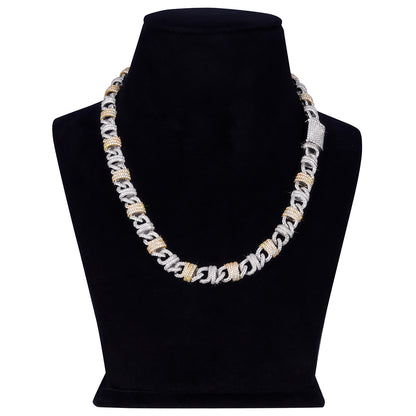 Two-Tone Elegance: Diamond Pave Cuban Link Chain