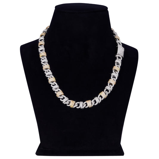 Two-Tone Elegance: Diamond Pave Cuban Link Chain