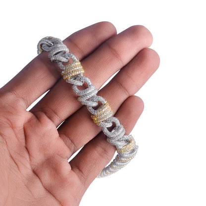Two-Tone Elegance: Diamond Pave Cuban Link Chain