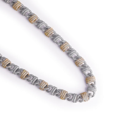 Two-Tone Elegance: Diamond Pave Cuban Link Chain