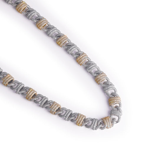 Two-Tone Elegance: Diamond Pave Cuban Link Chain