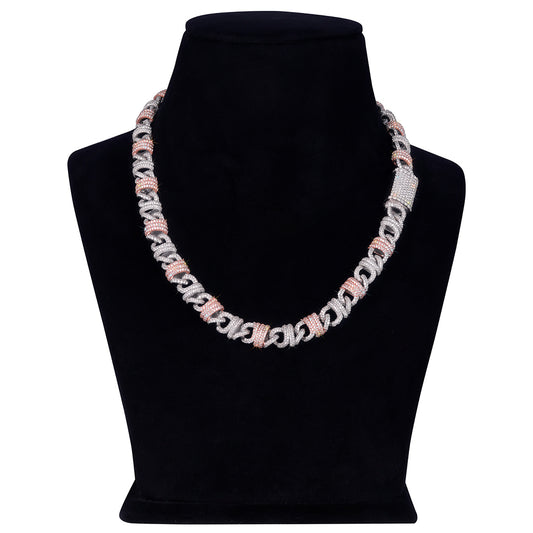 Dual-Tone Iced Cuban Link Chain with Accents
