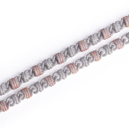Dual-Tone Iced Cuban Link Chain with Accents