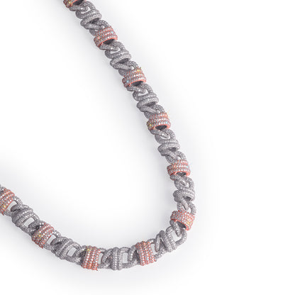 Dual-Tone Iced Cuban Link Chain with Accents