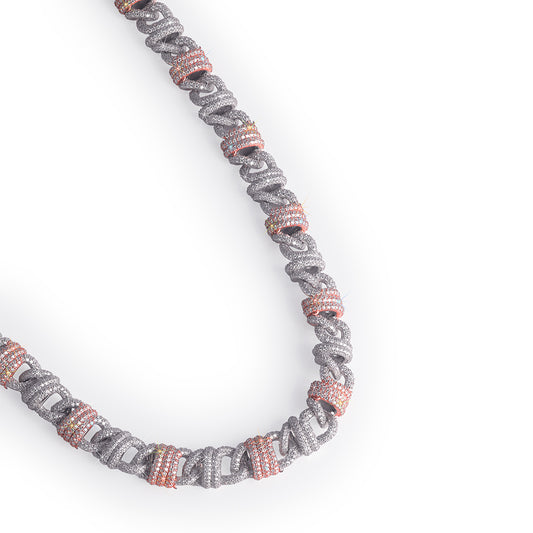 Dual-Tone Iced Cuban Link Chain with Accents