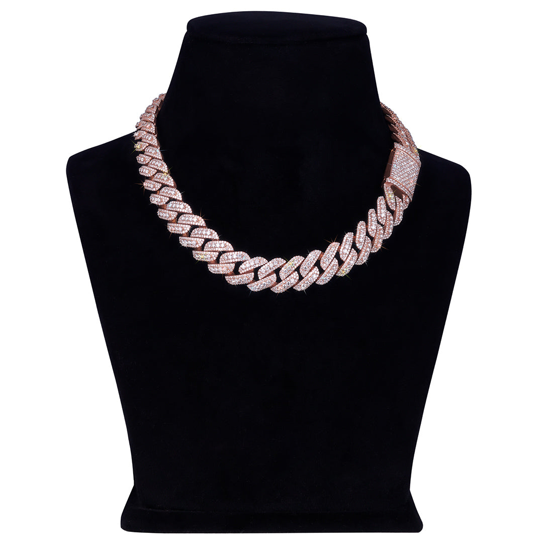 Rose Gold Pave Cuban Link Chain Diamlux