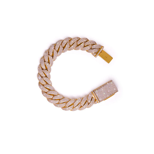 Rose Gold Cuban Link Bracelet with Full Iced-Out Detailing-DX-BC-0101 G