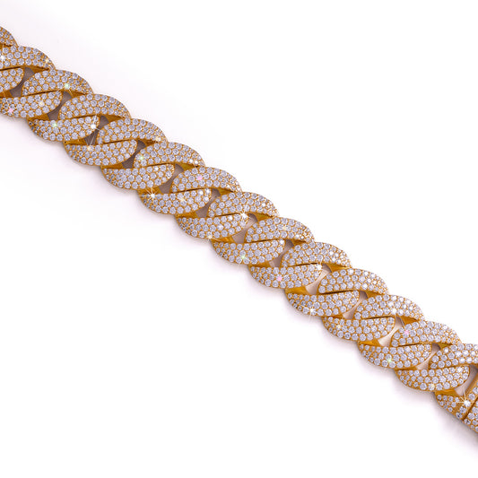 Rose Gold Cuban Link Bracelet with Full Iced-Out Detailing-DX-BC-0101 G