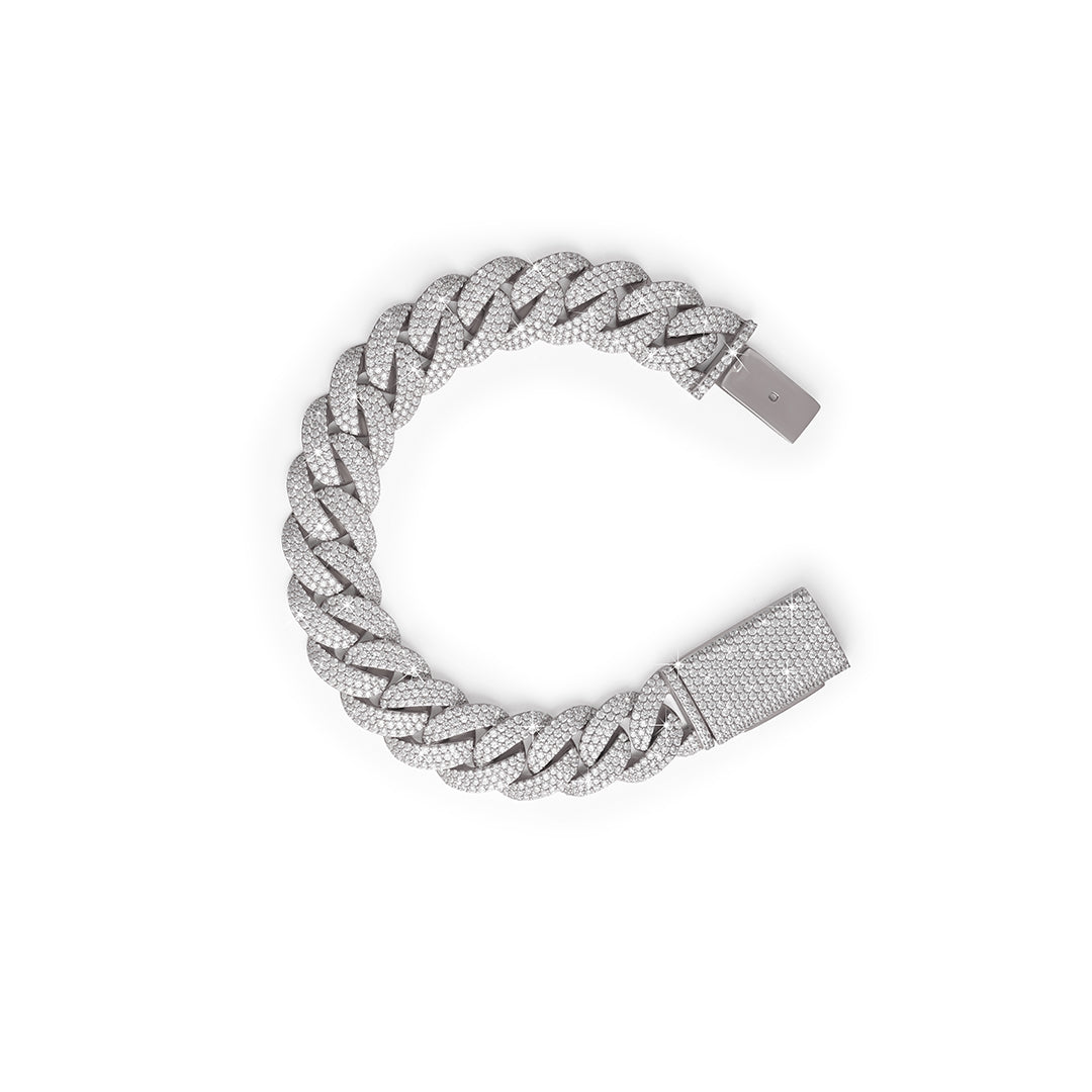 Fully Iced-out Cuban Link Bracelet with White Gold-DX-BC-0101 S Diamlux