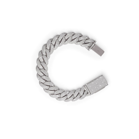 Fully Iced-out Cuban Link Bracelet with White Gold-DX-BC-0101 S