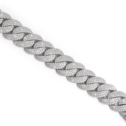 Fully Iced-out Cuban Link Bracelet with White Gold-DX-BC-0101 S