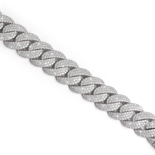 Fully Iced-out Cuban Link Bracelet with White Gold-DX-BC-0101 S