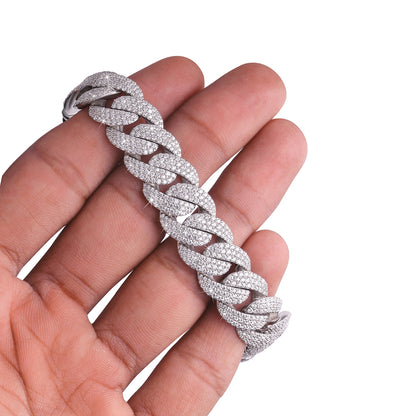 Fully Iced-out Cuban Link Bracelet with White Gold-DX-BC-0101 S