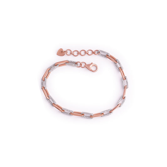 Rose Gold Paperclip Chain Bracelet with Moissanite Diamond -DX-BC-0103