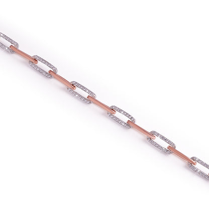 Rose Gold Paperclip Chain Bracelet with Moissanite Diamond -DX-BC-0103