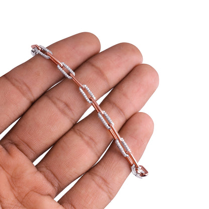 Rose Gold Paperclip Chain Bracelet with Moissanite Diamond -DX-BC-0103