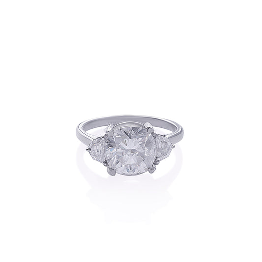 Triple Stone Brilliant Cut Engagement Ring