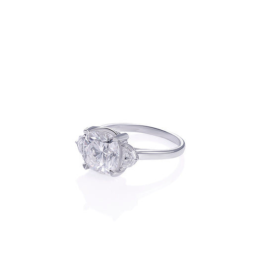 Triple Stone Brilliant Cut Engagement Ring