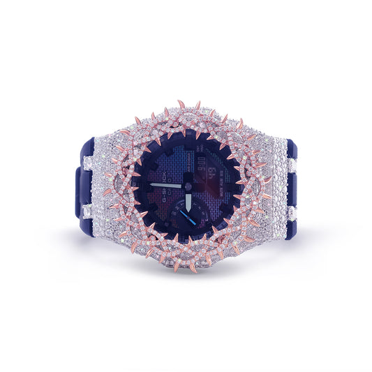 Digital Eclipse: Textured Midnight G-Shock with Diamond Flame Halo
