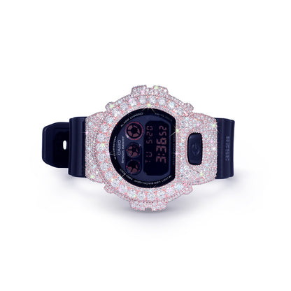 Rose Gold Iced G-Shock – Sparkling Pink Bezel with Black Strap