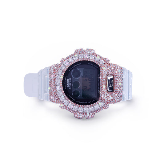 Diamond Rose G-Shock – Pink Ice Bezel with Transparent Strap