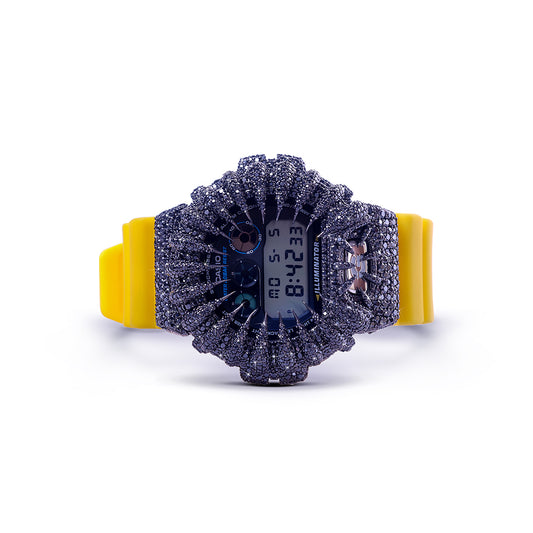 Royal Sparkle G-Shock – Yellow Strap with Onyx-Black Diamond Bezel