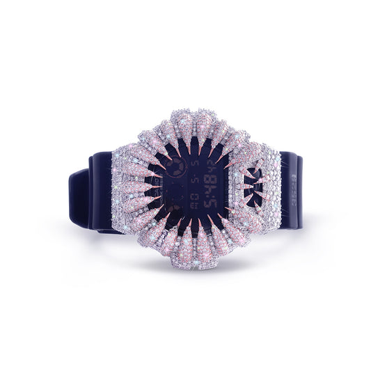 Midnight Black G-Shock with Rose Gold Claw Bezel – Blue Strap