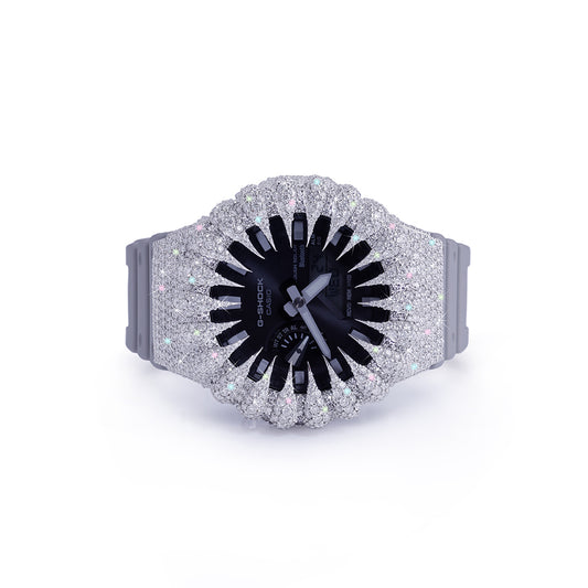 Frosted White G-SHOCK with Iced-Out Diamond Dial