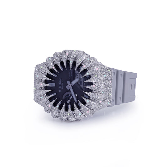 Frosted White G-SHOCK with Iced-Out Diamond Dial