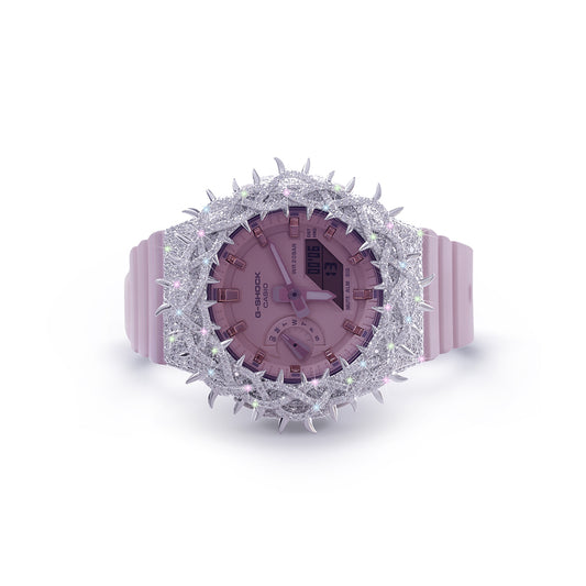 Blush Pink G-SHOCK with Diamond Encrusted Spiked Bezel