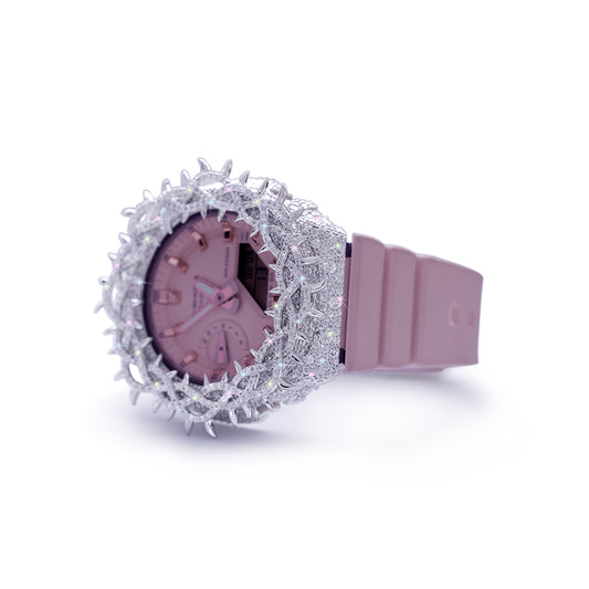 Blush Pink G-SHOCK with Diamond Encrusted Spiked Bezel