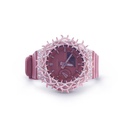 Rose Red G-SHOCK with Pink Gem Crown Bezel and Matte Finish