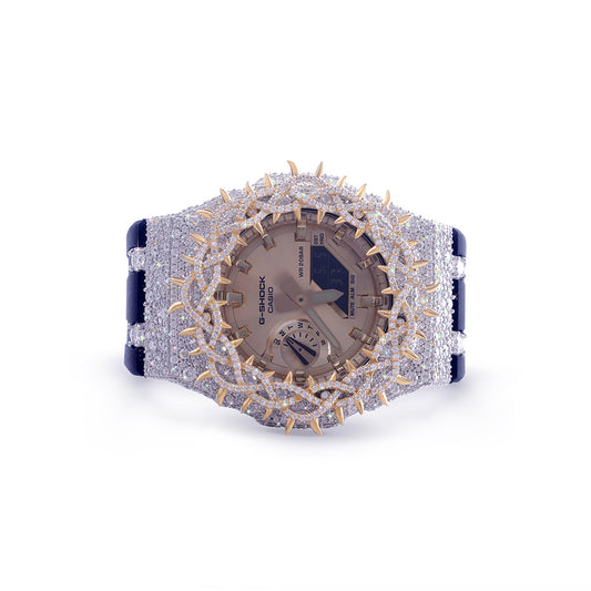 Iced Gold Spike Diamond G-Shock – Champagne Dial