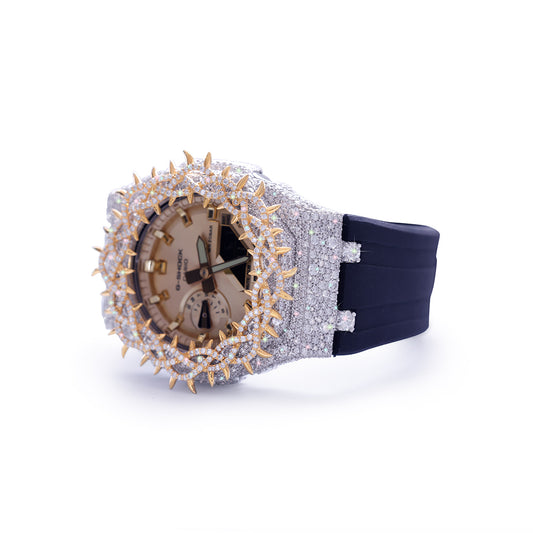 Iced Gold Spike Diamond G-Shock – Champagne Dial