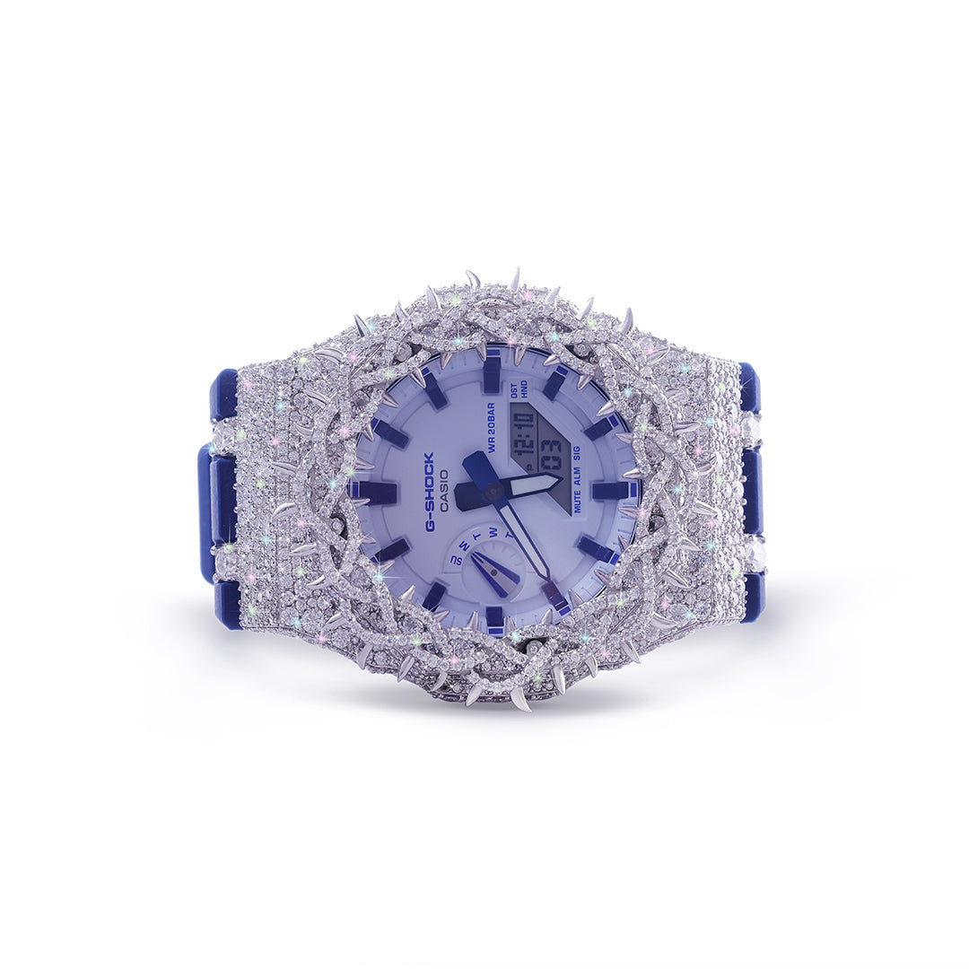 White Iced G-Shock – Aurora Diamond Bezel Diamlux